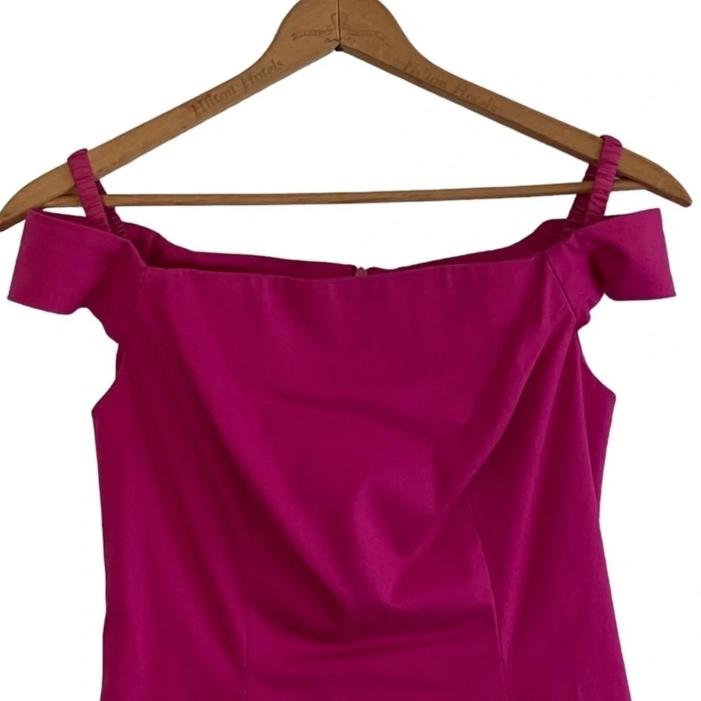 Badgley Mischka Barbie Pink Off-Shoulder Dress Size 6 - Picture 4 of 8